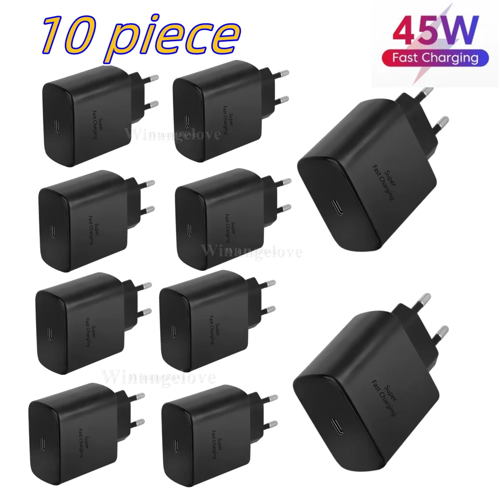 

10 шт. 45 Вт USB C супер Адаптивное быстрое зарядное устройство для Samsung GALAXY S20/S21 Ultra S21FE Note20 Plus EP-TA845 A72 Note10 +