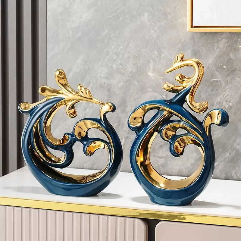 Creative Light Luxury Dragon and Phoenix Chengxiang Decorative Ornaments and Decorations - High end Gifts for New Houses in the 3