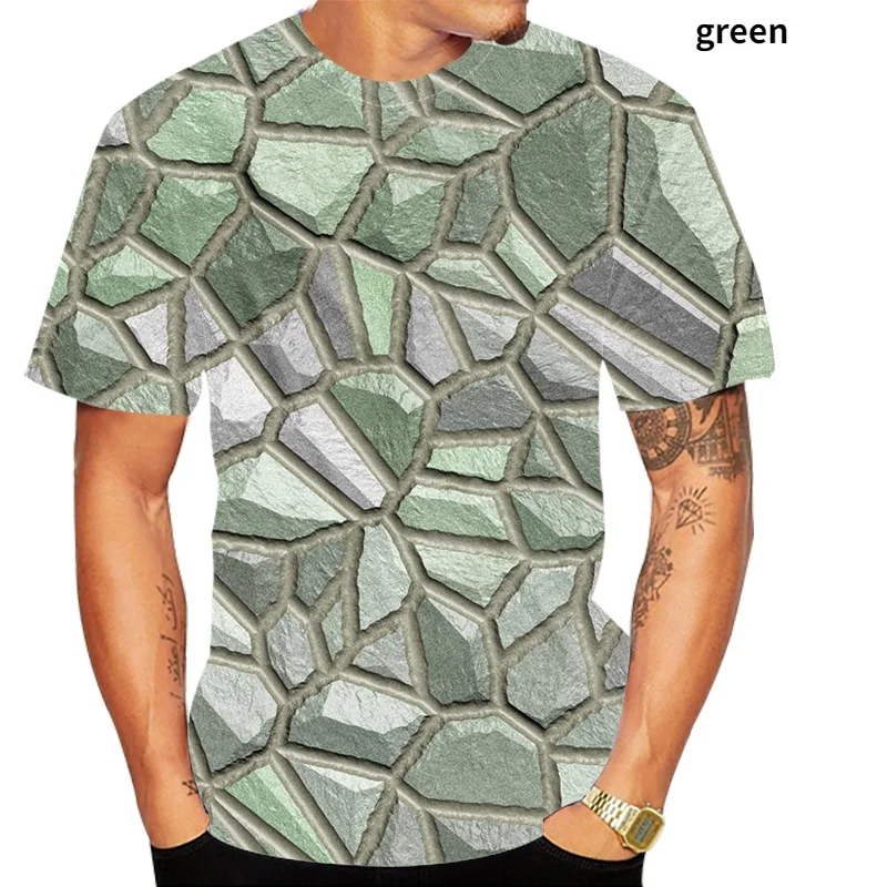 

2022 3D геометрическая трехмерная текстурная рубашка с принтом, летняя модная Веселая Мужская Повседневная футболка с коротким рукавом