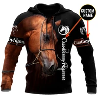 personalized name arabian horse 3d printed mens hoodies sweatshirt autumn unisex zipper hoodie casual sportswear dw883