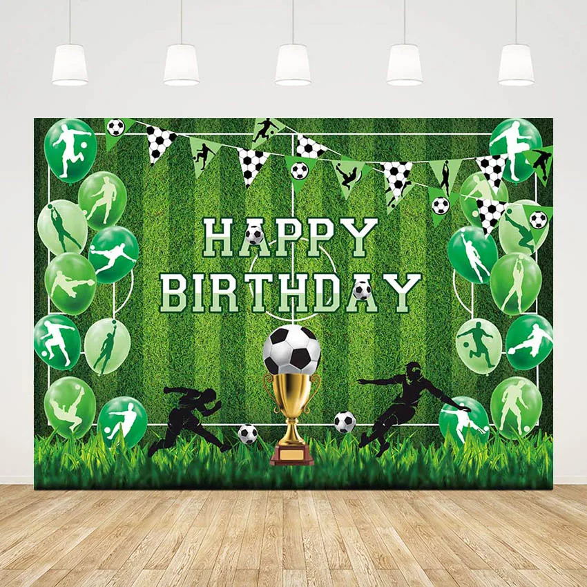 

Персонализированный фон Mehofond для фотосъемки мальчиков на день рождения футбольное поле спортивный трофей воздушный шар