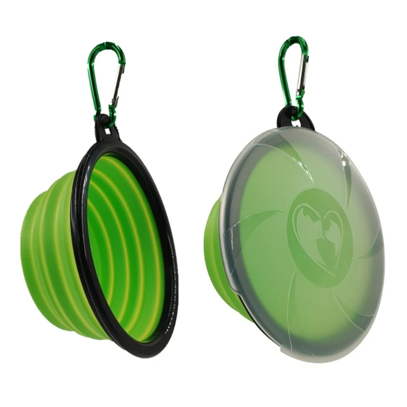 

Dog Camping Feeder Watering Portable Travel Cat With Water Bowl Dish Pet For Cup Collapsible Feeding Lids Walking Silicone Food