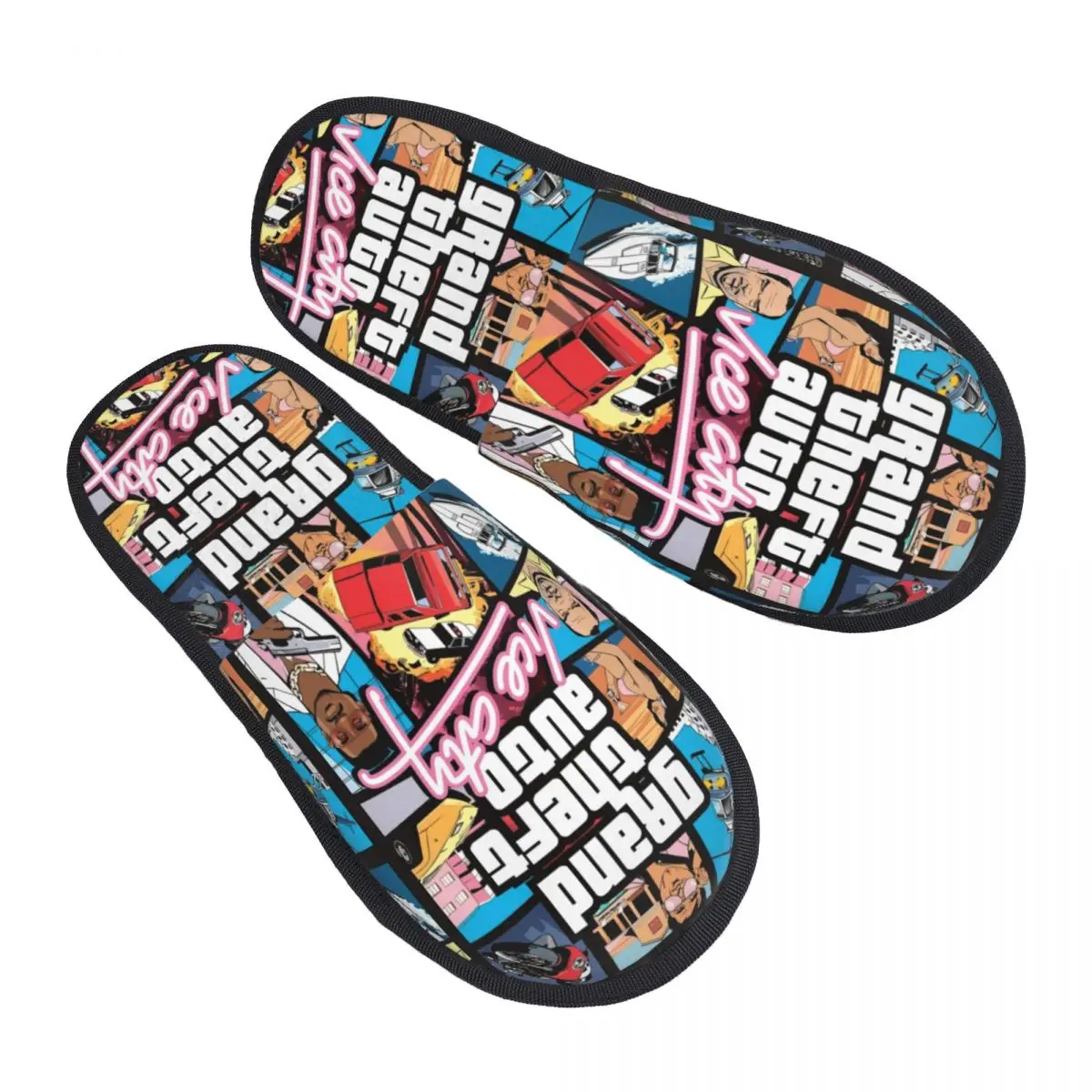 Шлепанцы женские для спальни мягкие тапки из пены с эффектом памяти коллажем в