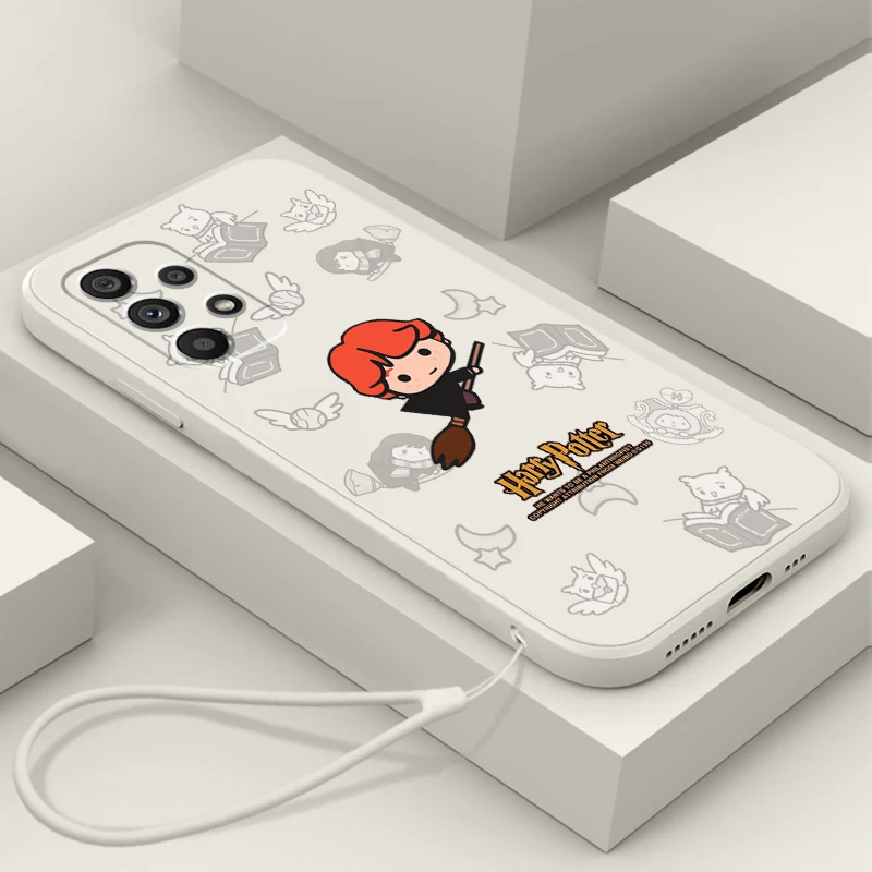 

Phone Case For Samsung Note 20 10 Plus Ultra A22 A12 A71 A51 A31 A21S A50 A23 5G Cartoon Potters Wand Harries Liquid Rope Cover