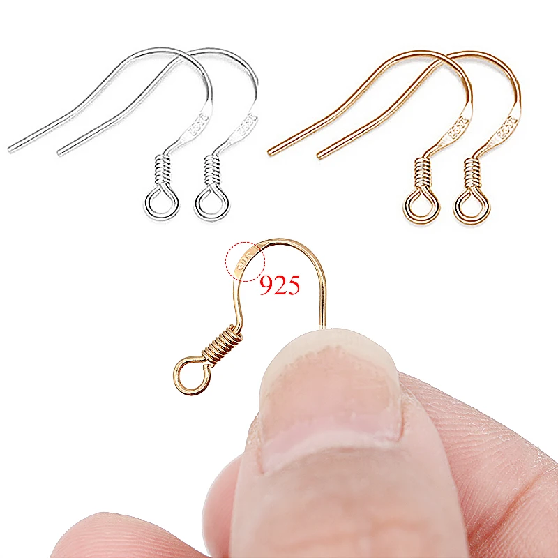 100pcs/lot Carven 925 Silver Copper Earrings Clasps Hooks Fittings DIY Jewelry Making Accessories Iron Hook Earwire Jewelry