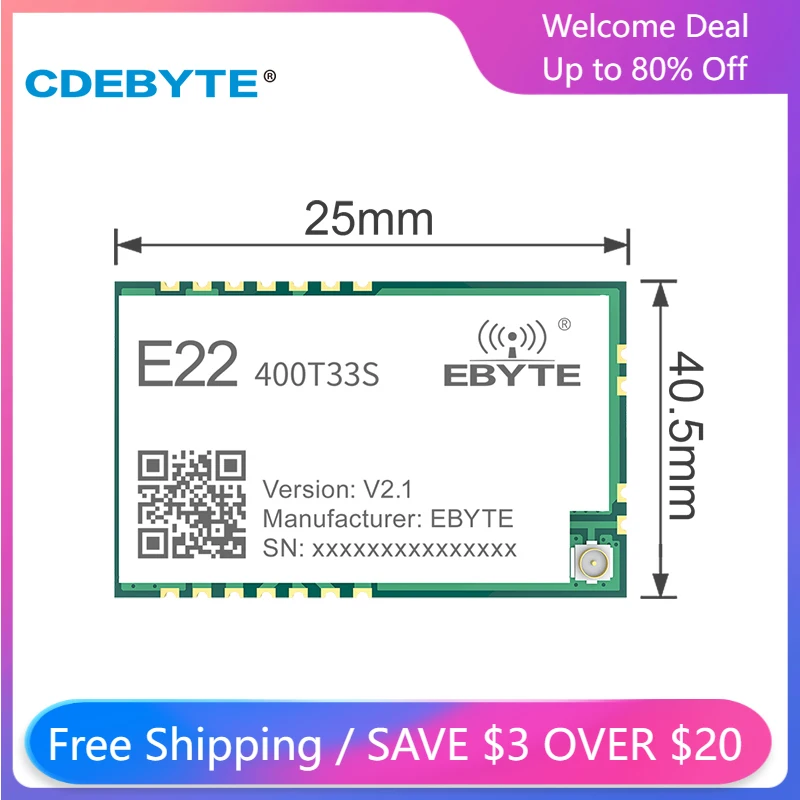 CDEBYTE 433 МГц SX1268 Lora RF SMD беспроводной модуль E22-400T33S 33dBm дальнее расстояние 16 км Антенный интерфейс IPEX/Печать отверстие