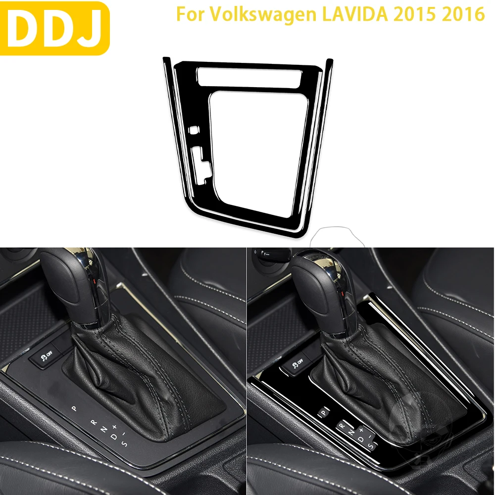 

For Volkswagen LAVIDA 2015 2016 Car Accessories Piano Black Plastic Interior Gear Panel Frame Set Trim Sticker Decoration