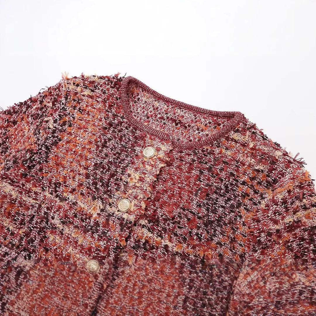 Женское вязаное пальто в стиле ретро с девчачьей текстурой шикарное однобортное