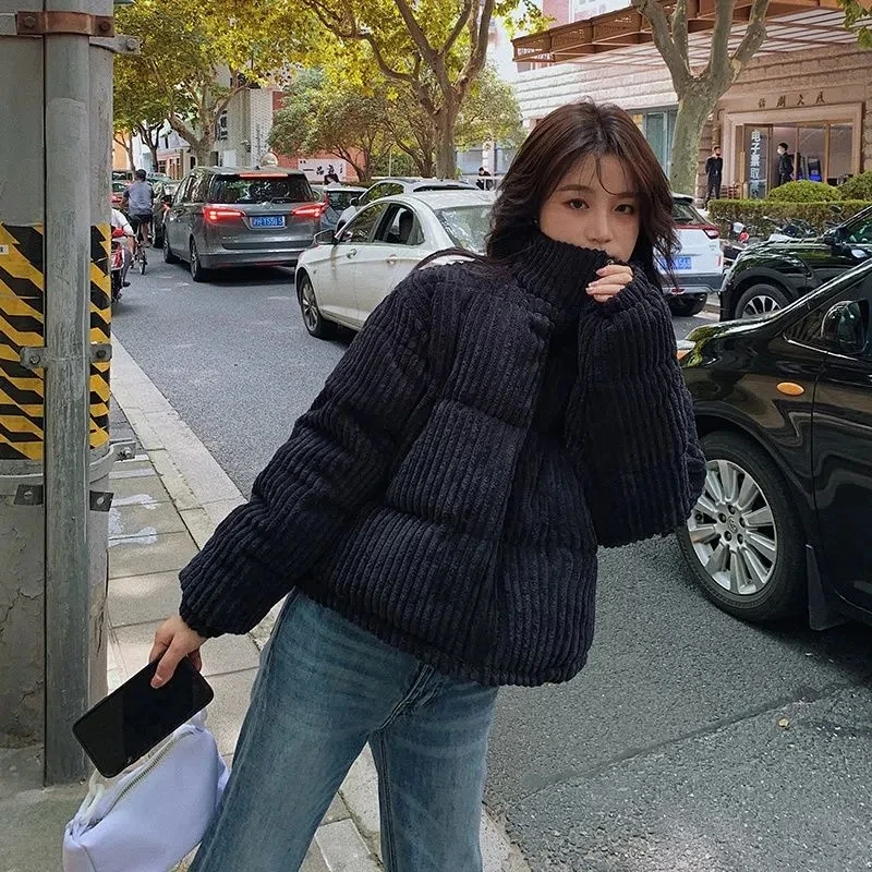 Cotton Coat Female 2022 Autumn Winter New Short Korean Loose Casual Corduroy Parkas Women Thick Loose Warm Student Padded Jacket