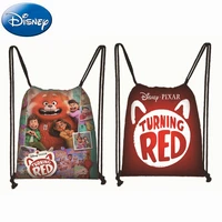 new disney turning red drawstring bag 2022 hot movie cartoon panda print backpack multifunction casual storage bag for children