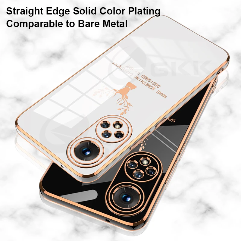 

GKK Plating Straight Edge Case For Huawei Y9S Nova 5T Honor 20 30 30S Anti-knock Protection Soft Cover For Honor 50 Pro SE Case