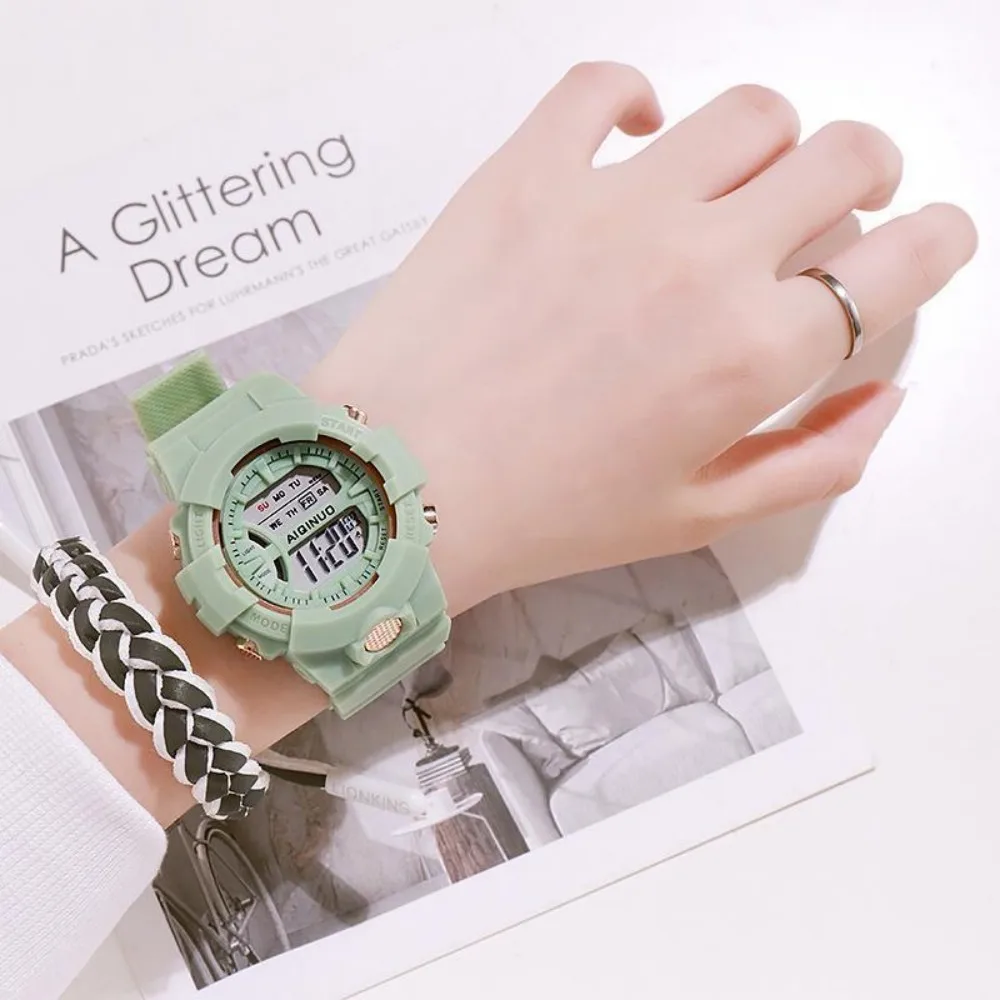 Ins Fashion LED Multifunction Date Clock Stopwatch Electronic Watches Big Dial Digital Sport Watch For Women Girl Boy Student