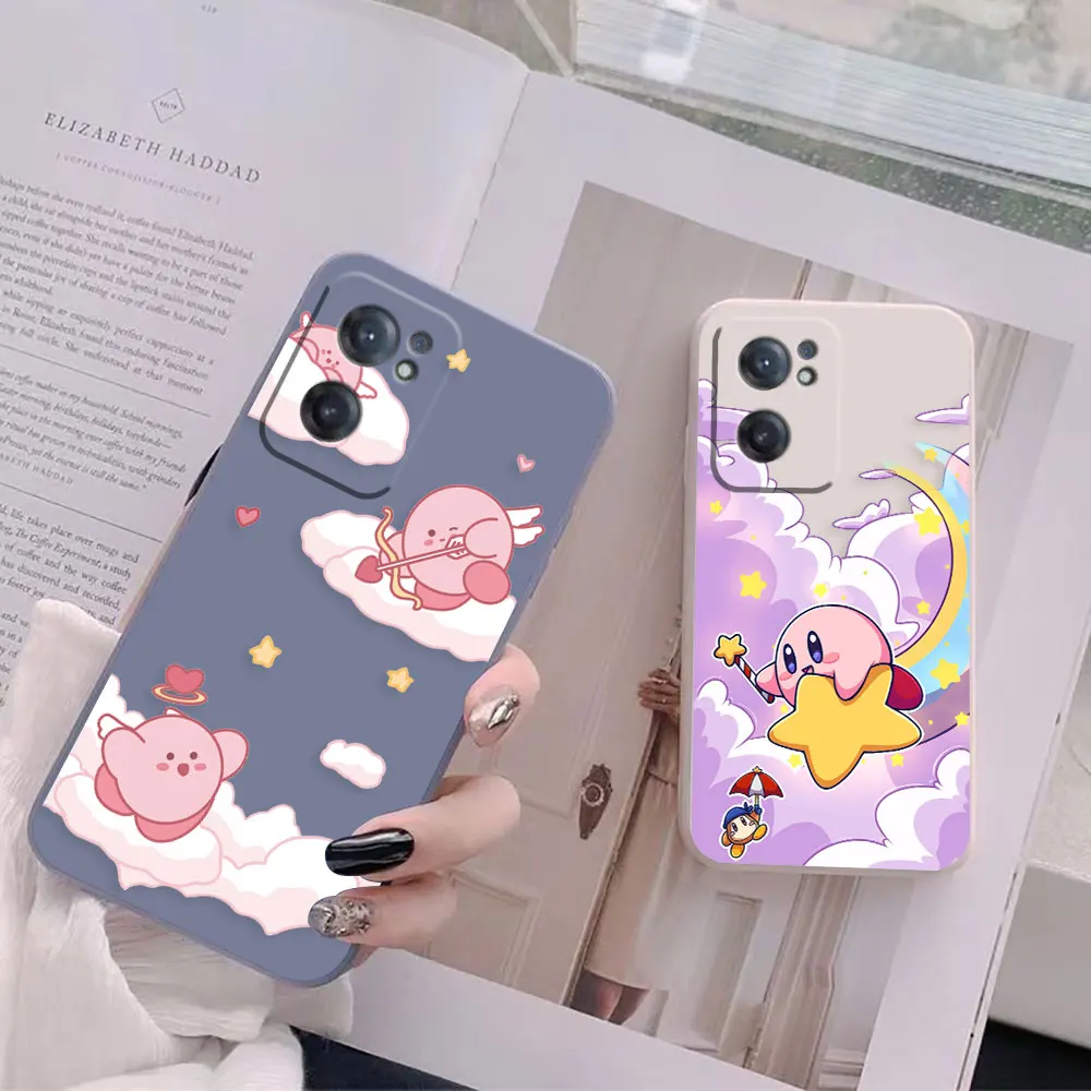 Милый розовый K-Kirby чехол для телефона Oneplus 9 9R 8 8T 7 7T 6 ACE 2V NORD 2 3 Lite Pro 5G цветной Жидкий