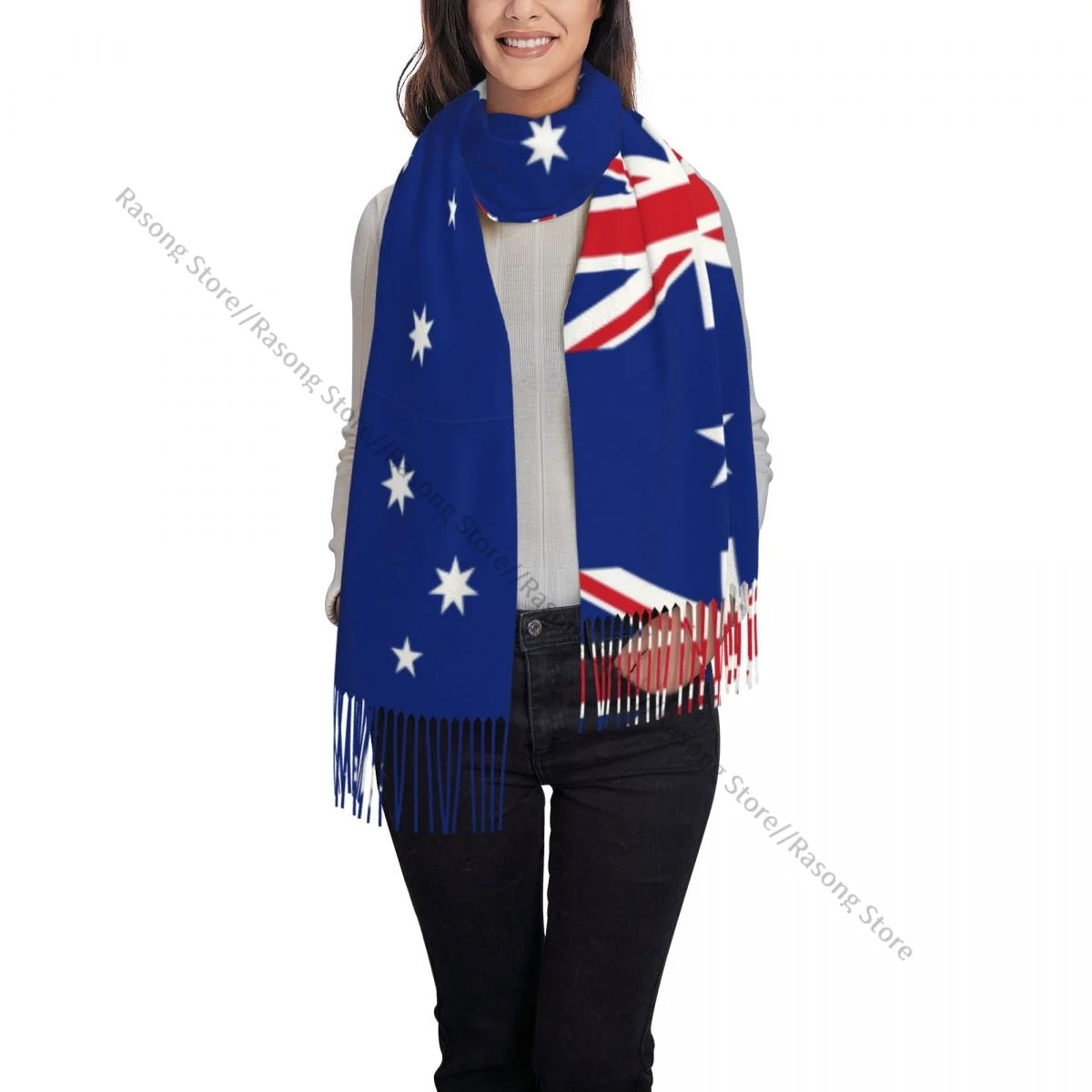 Зимний шарф с кисточками австралийский морской флаг женские кашемировые шарфы