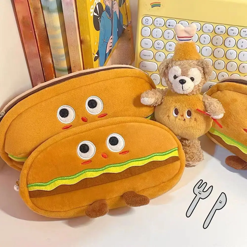 

Funny Fun Expression Hamburger Shaped Learning Office Supplies Stationery Bag Pen Bag Pencil Case Pen Storage