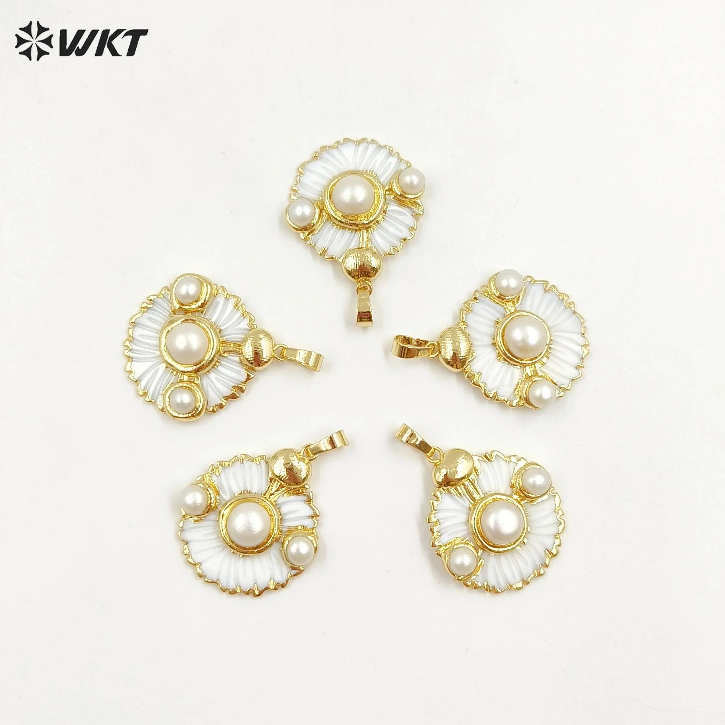 WT-JP395 Популярный легкий модный кулон из жемчужной ракушки с 18-каратным настоящим