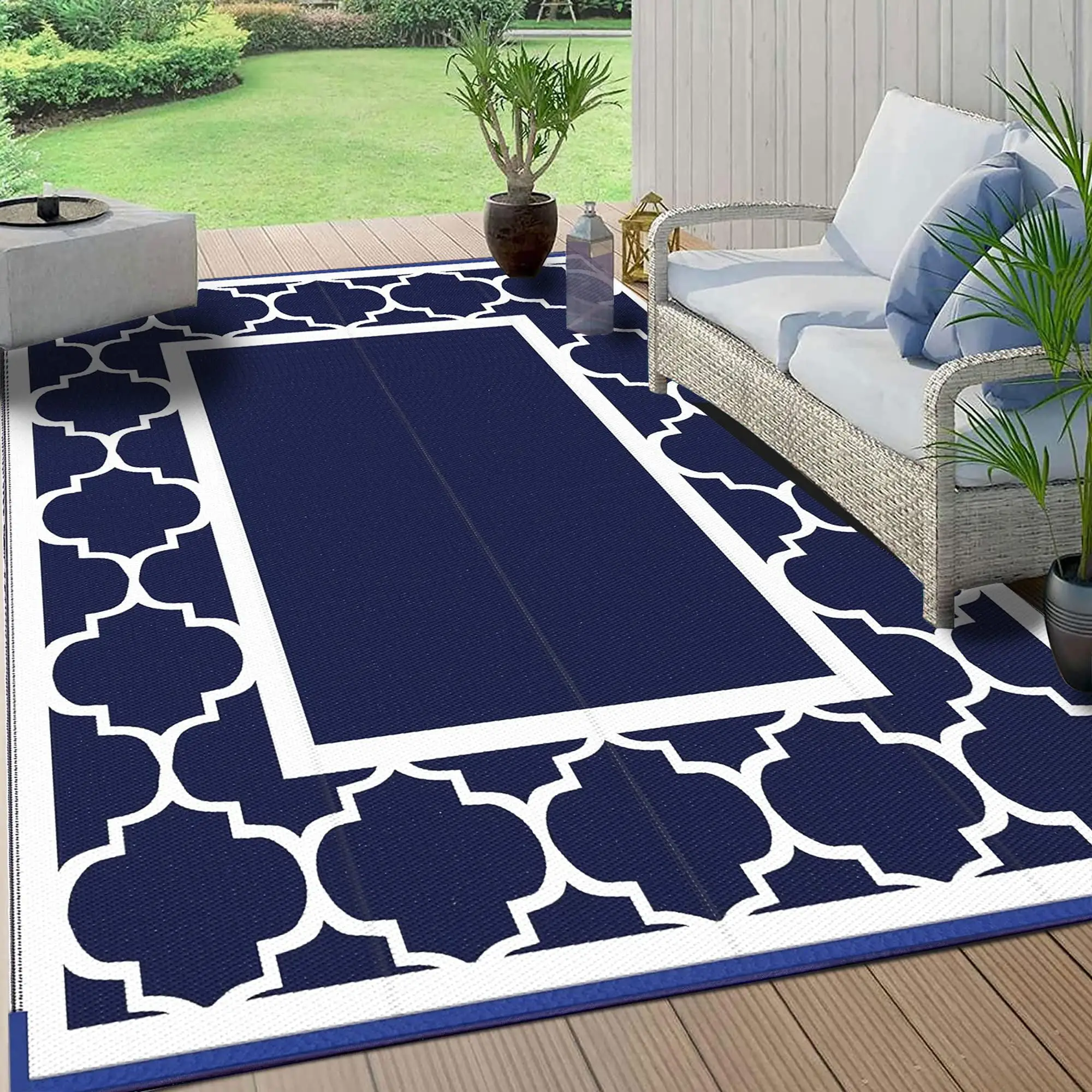 

9'x12' Outdoor Rug for Patio Clearance,Reversible Straw Plastic Waterproof Area Rugs,Clearance Mat, Camping, Deck, Porch, Camper