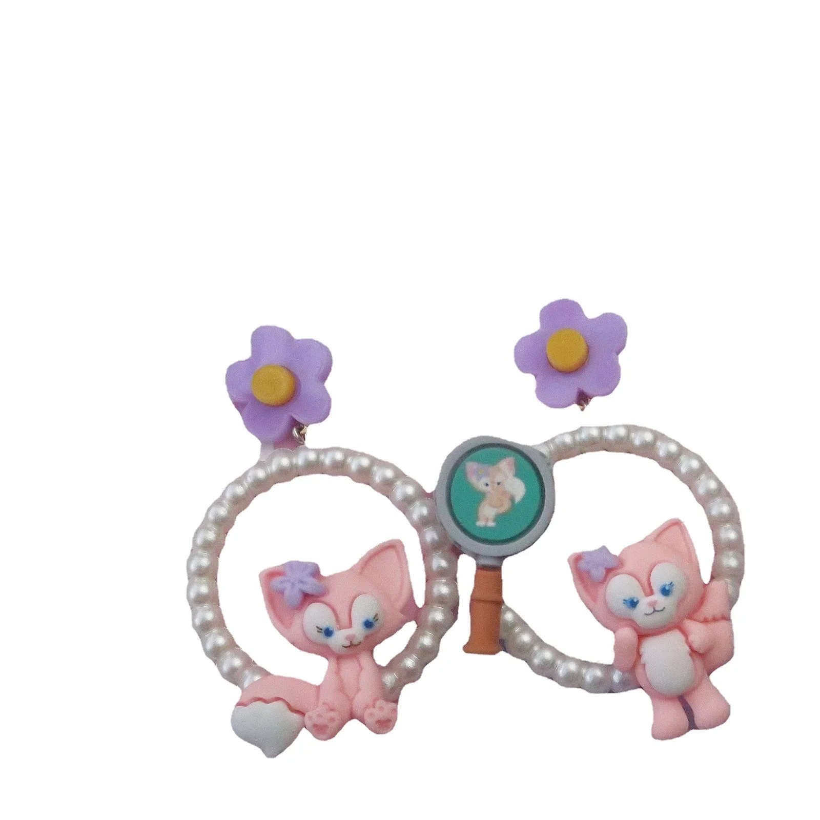 Серьги-гвоздики с персонажем мультфильма Lina Bell трехмерные бусины серьги из смолы