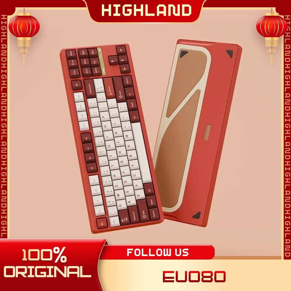 В наличии EvoWork EVO80 Механическая клавиатура 3 режима Беспроводная Алюминиевый