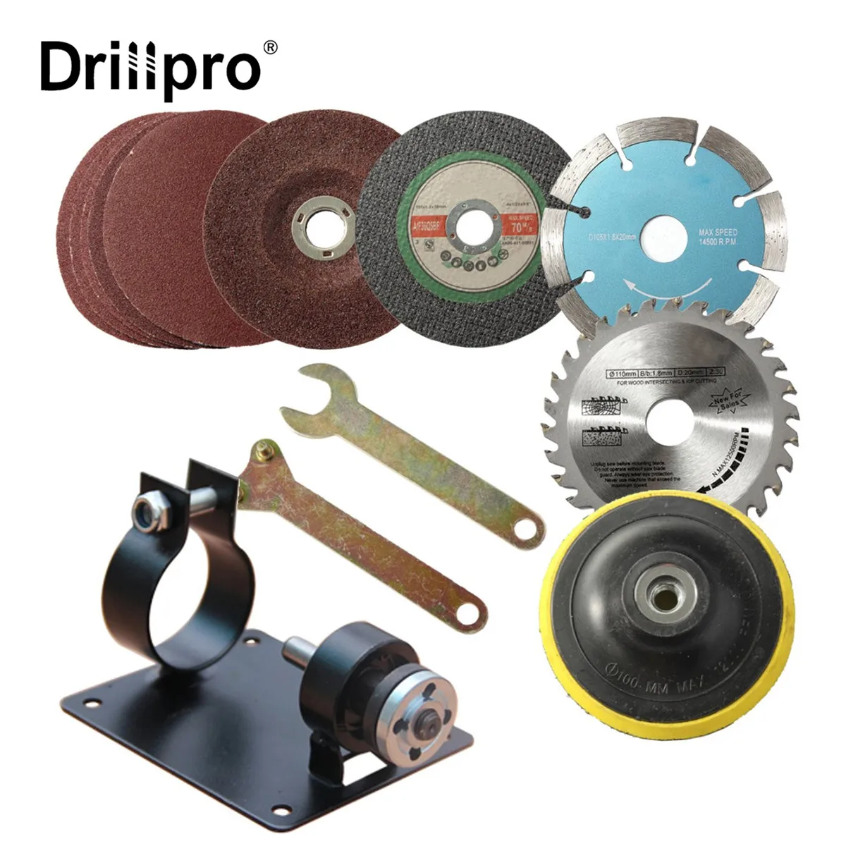 

Electric Hand Drill Cutting Polishing Grinding Seat Stand Holder Set Machine Bracket Rod Bar with Polished Pads Wrench Tool Set