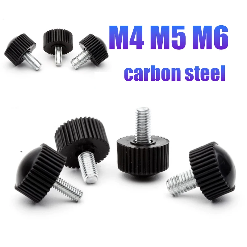 

20 шт. M4 M5 M6 Нейлоновый винт с накаткой и круглой пластиковой головкой, винт с накатанной головкой, бакелитовый болт, черный бакелитовый ручной винт с оцинкованным болтом