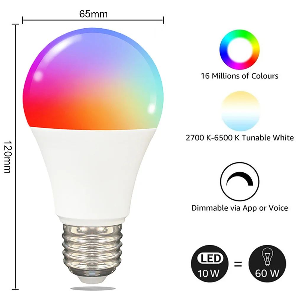 10W Tuya Zigbee Smart Light Bulb E27 Led Bulb RGB C+W Smart Home Dimmable Lamp App Remote Control Works with Google Home Alexa images - 6