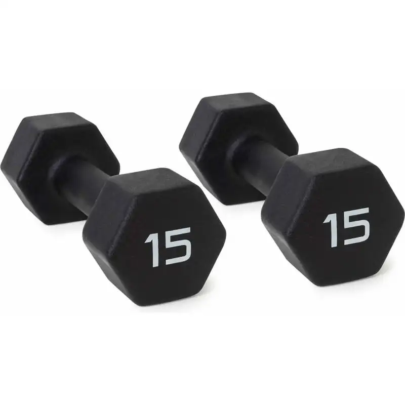 

15lb Black Neoprene Dumbbell Pair Gym equipment Gym barbell pad Weight set Dumbbell pairs Gym sets Workout equipment Dumbells