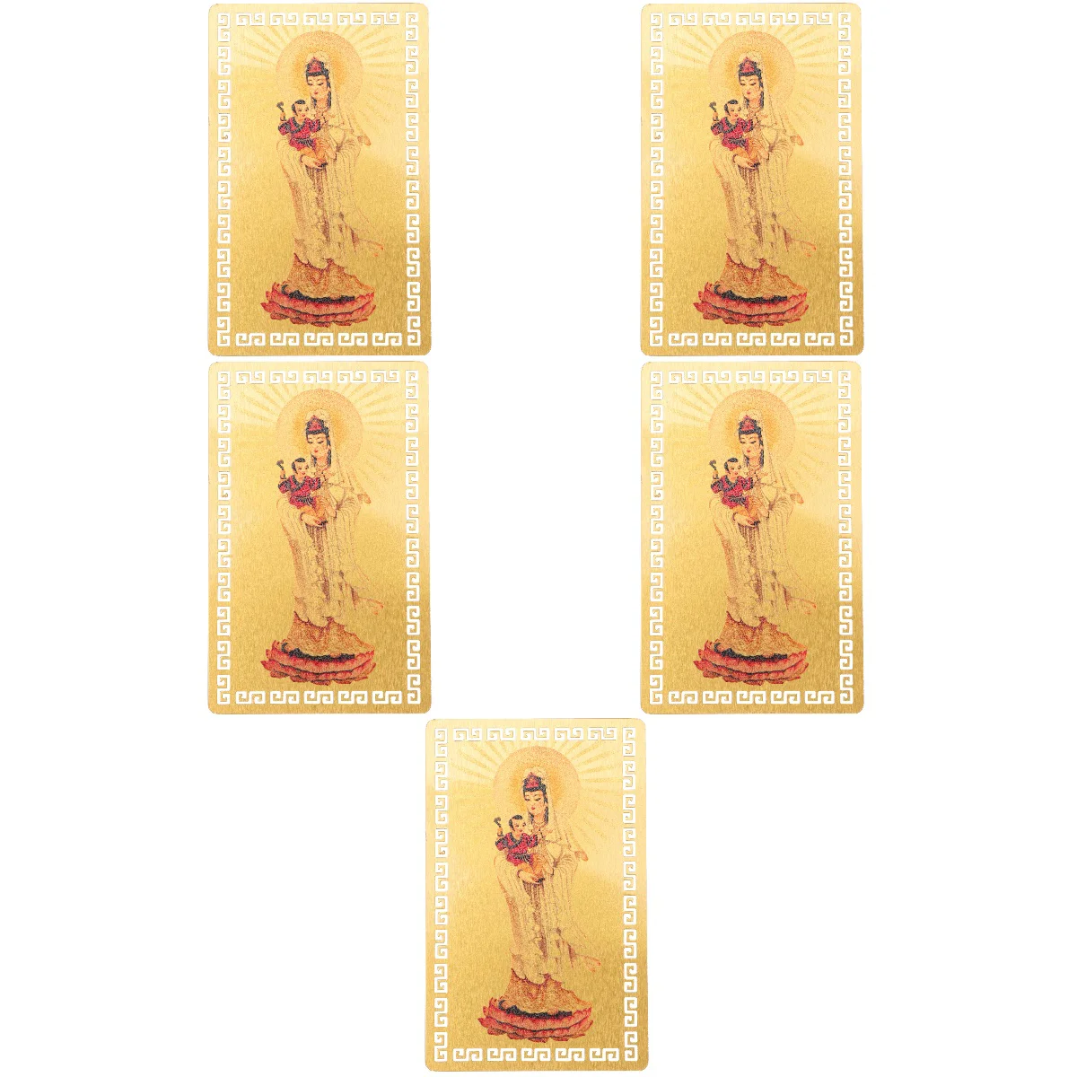 

5pcs Chinese Style Amulet Guanyin Traditional Wealth Health Luck Amulet