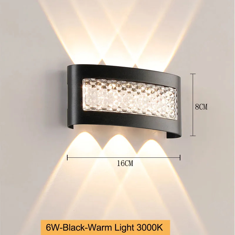 

Современный светодиодный настенный светильник 4/6/8 Вт вверх и вниз, внутренний настенный светильник, украшение сада, гостиная, крыльцо, спальня, внутреннее наружное освещение