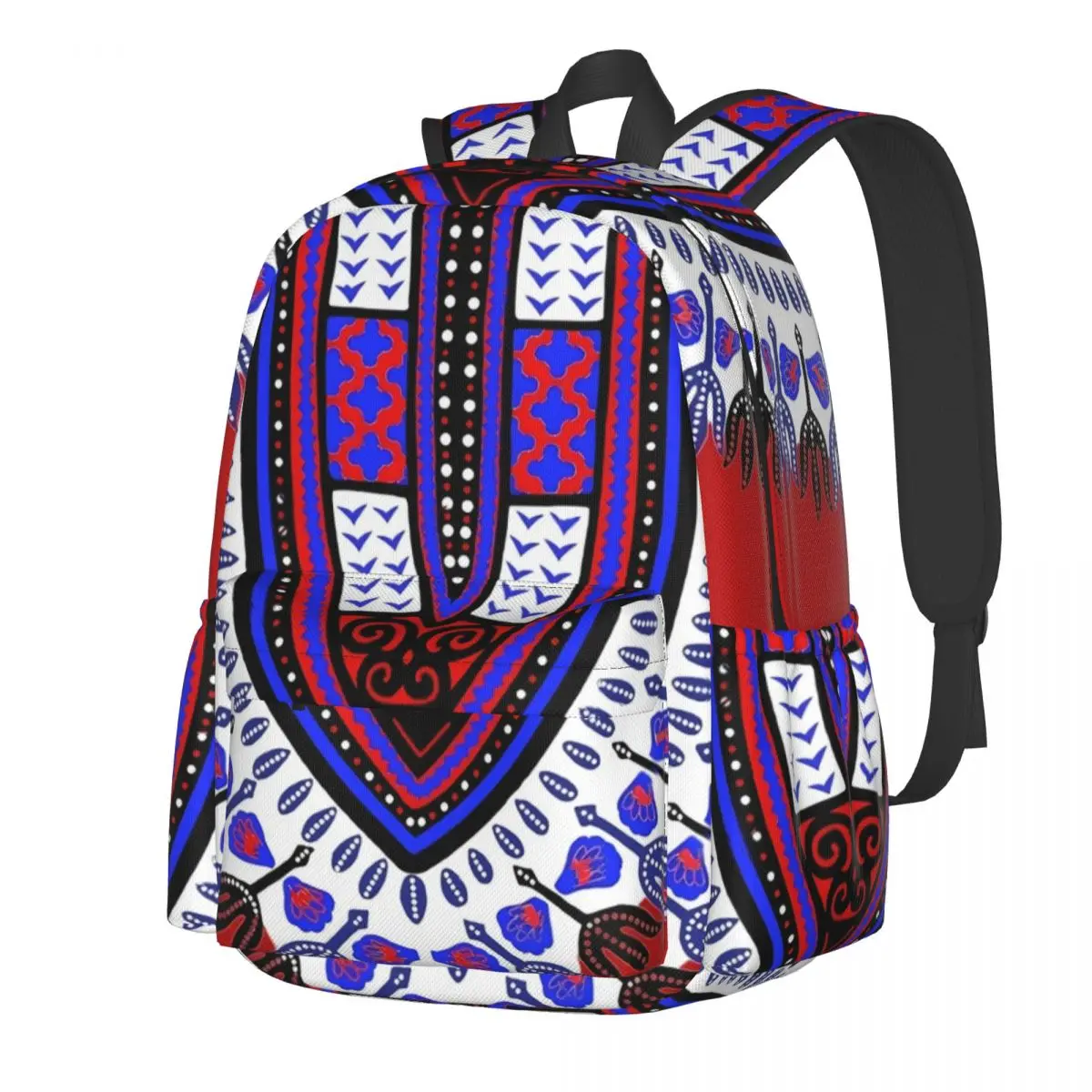

Red Dashiki Backpack Vintage Print Travel Backpacks Boy Colorful Print High School Bags Stylish Rucksack