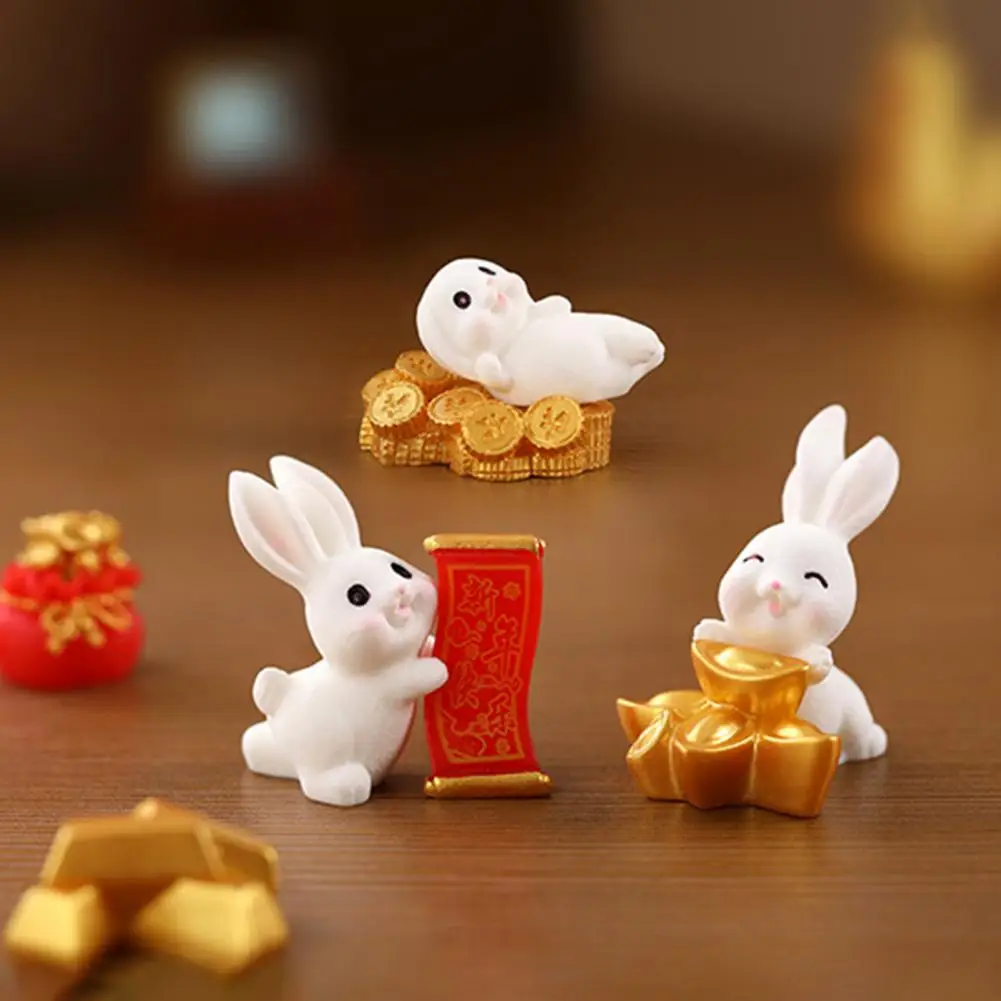 

2Pcs Bunny Toy Polished Resin Cute Rabbit Micro Landscape Ornament for Bedroom