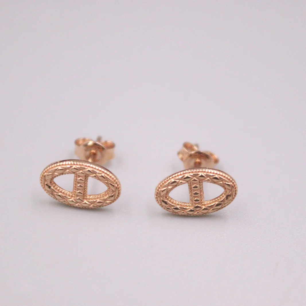 

Au750 Real 18K Rose Gold Stud Earrings For Women Gold Unique Gold Earrings Jewelry 14*7mm /1.6g