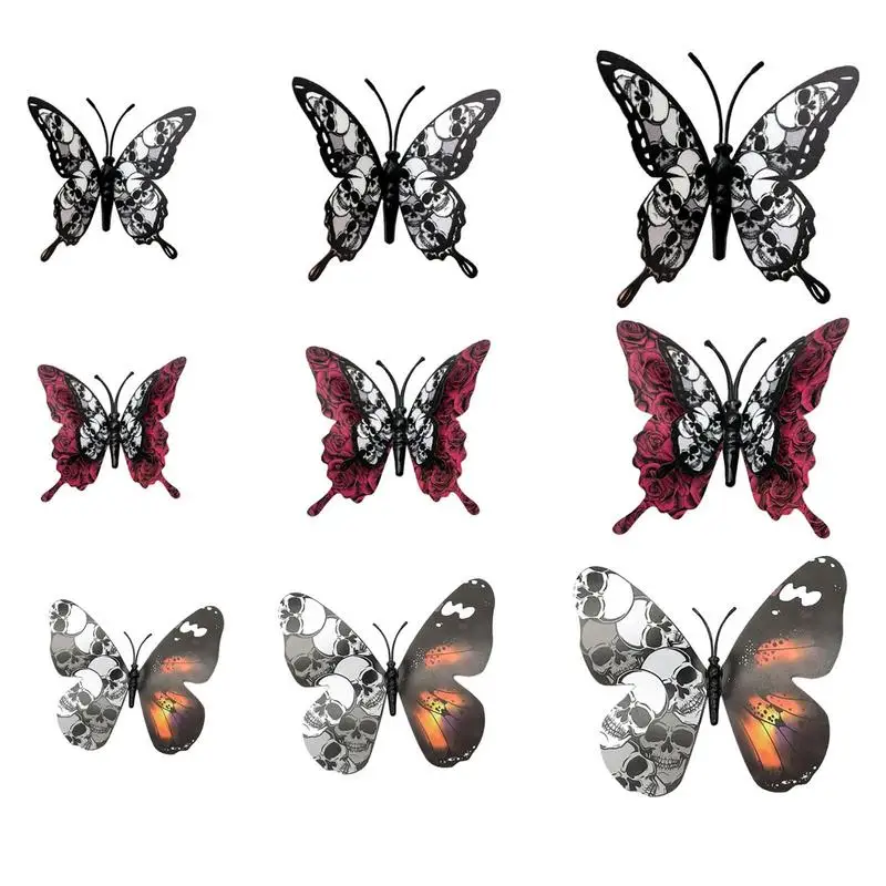 

12pcs 3D Butterfly Wall Sticker Beautiful Mysterious Butterflies Multipurpose PVC Self Adhesive Mural Decal For Home Party Decor