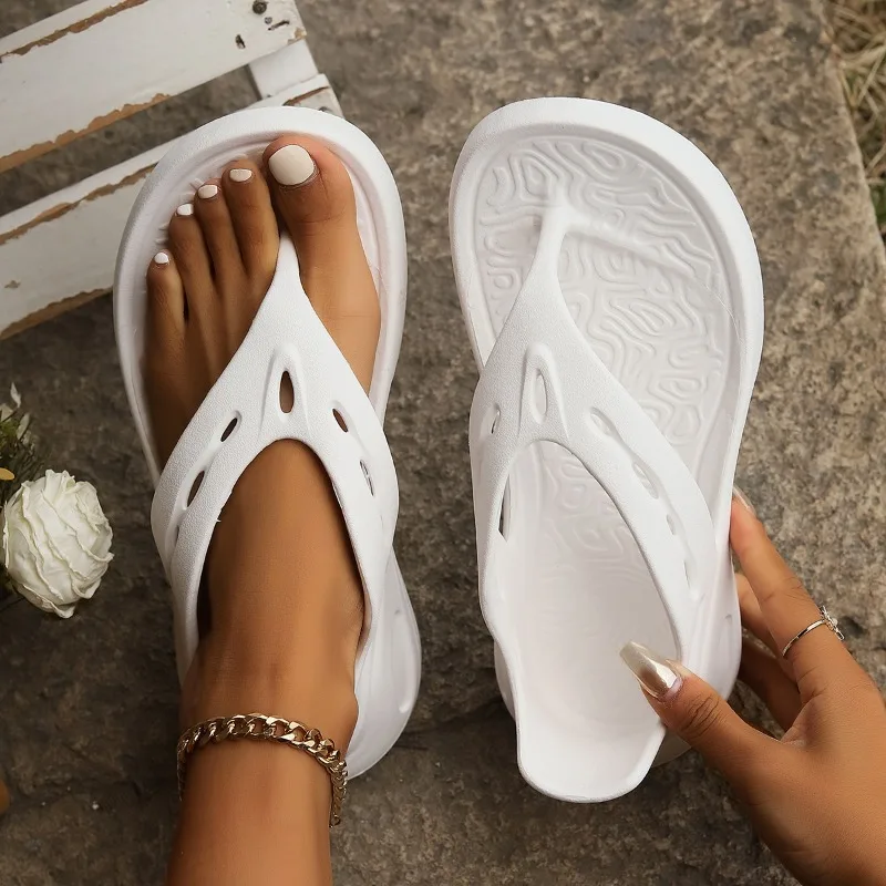 Сандалии женские с круглым носком летние шлепанцы геометрическим узором