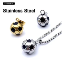 stainless steel sport football charms for jewelry making necklaces pendant football shape ball diy jewelry gift accessories