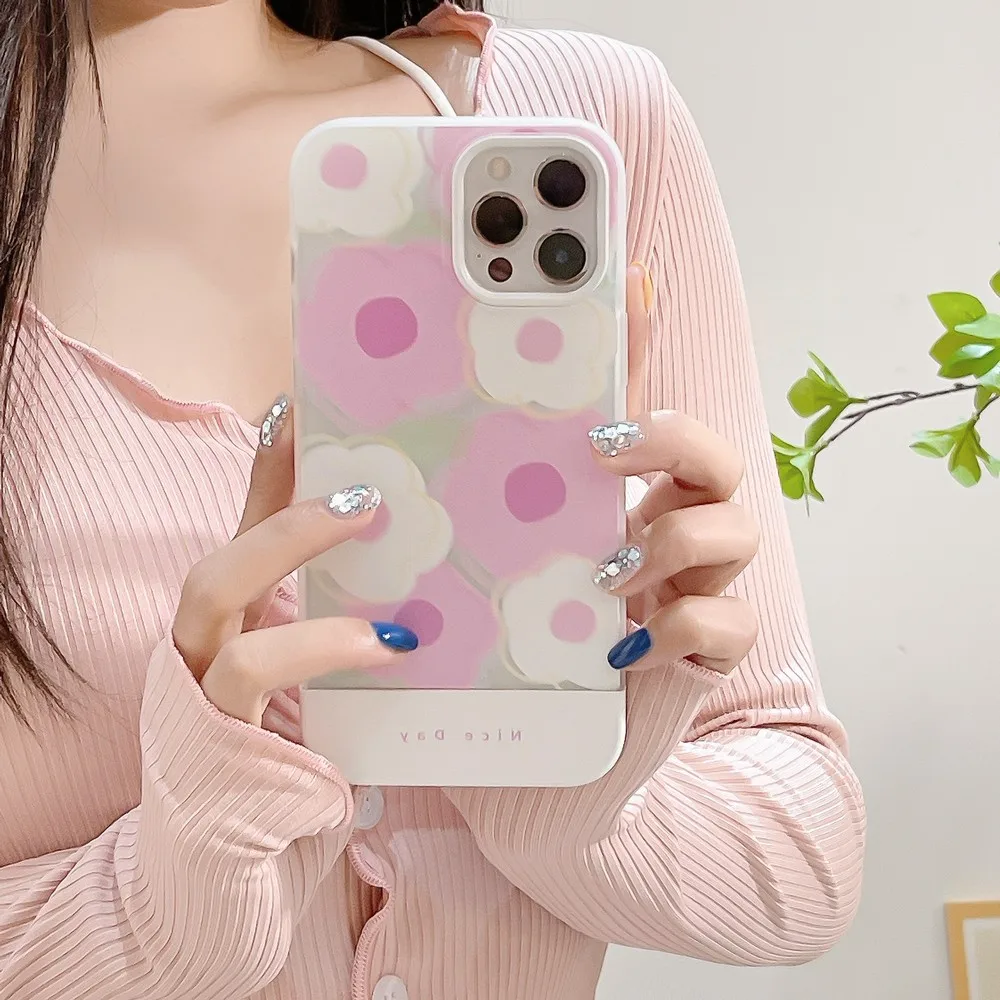 

Прозрачный градиентный розовый белый цветочный чехол для телефона iphone 13 13ProMax 12 12Pro 11 11ProMax XS XR XSMAX, мягкий чехол с защитой от падения