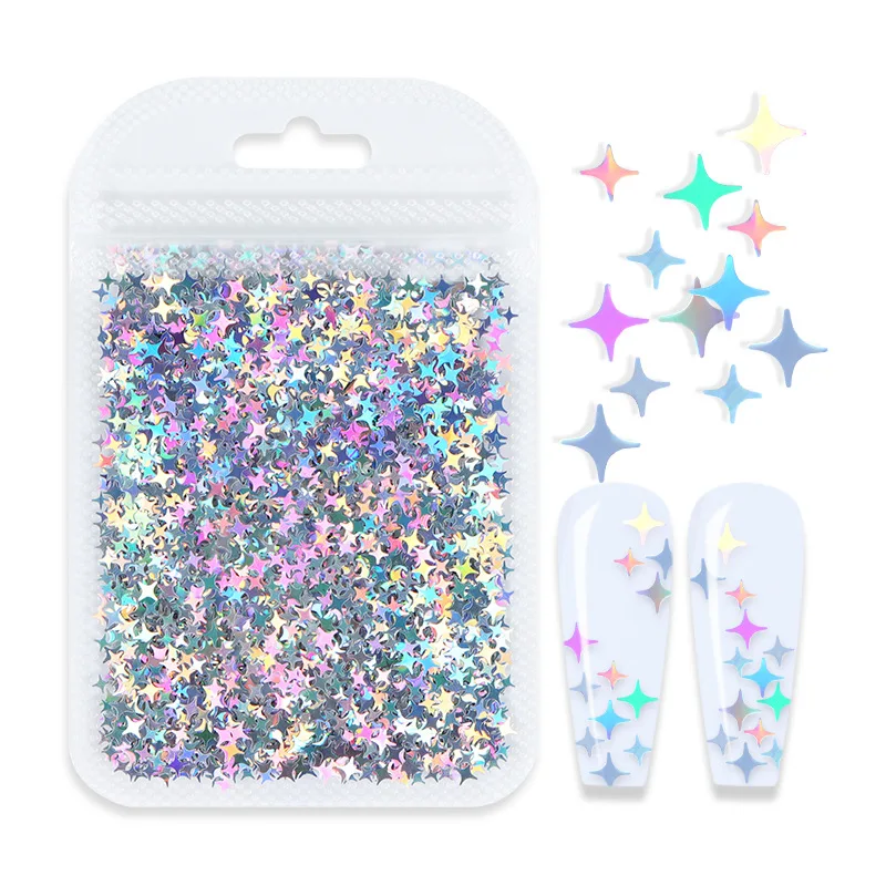 

Holographic Silver Nail Glitter Laser Star Shape Sequins Sparkly Flakes Paillette DIY Nail Art Decorations Slices Accessories