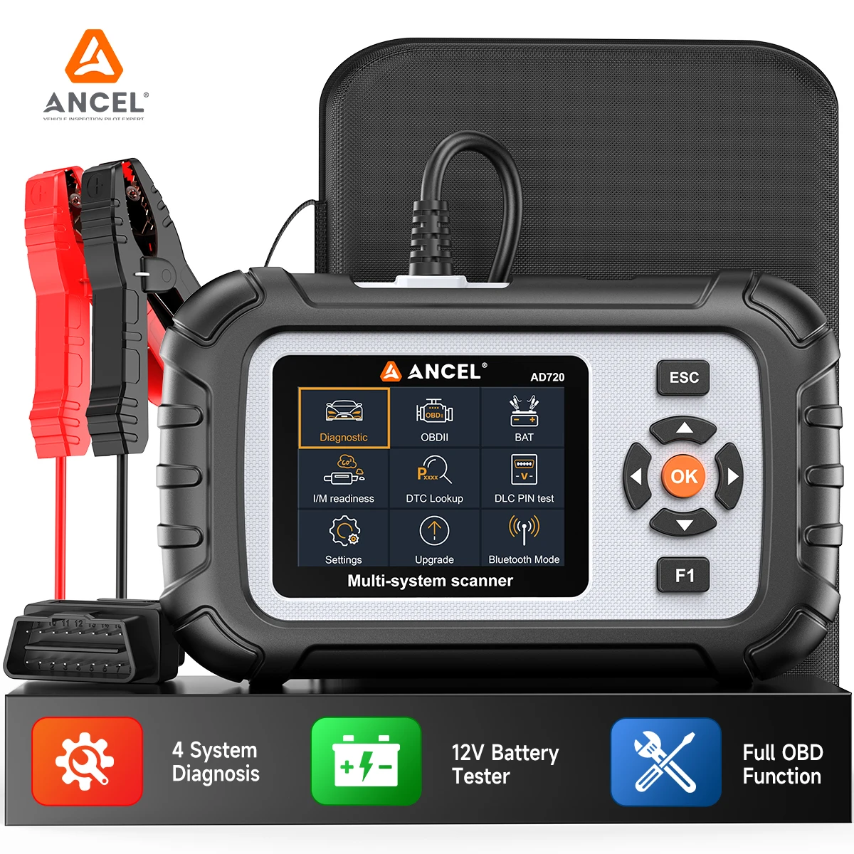 

ANCEL AD720 OBD2 4 системы автоматические диагностические инструменты Bluetooth двигатель ABS SRS передача 12 В батарея 2 в 1 сканер тестер инструмент