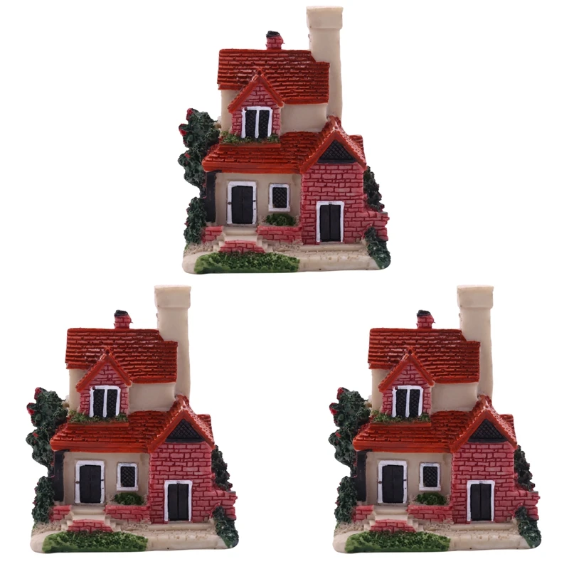 

3X Cute Mini Resin House Miniature House Fairy Garden Landscape Home Garden Resin Crafts 4 Styles Color Random