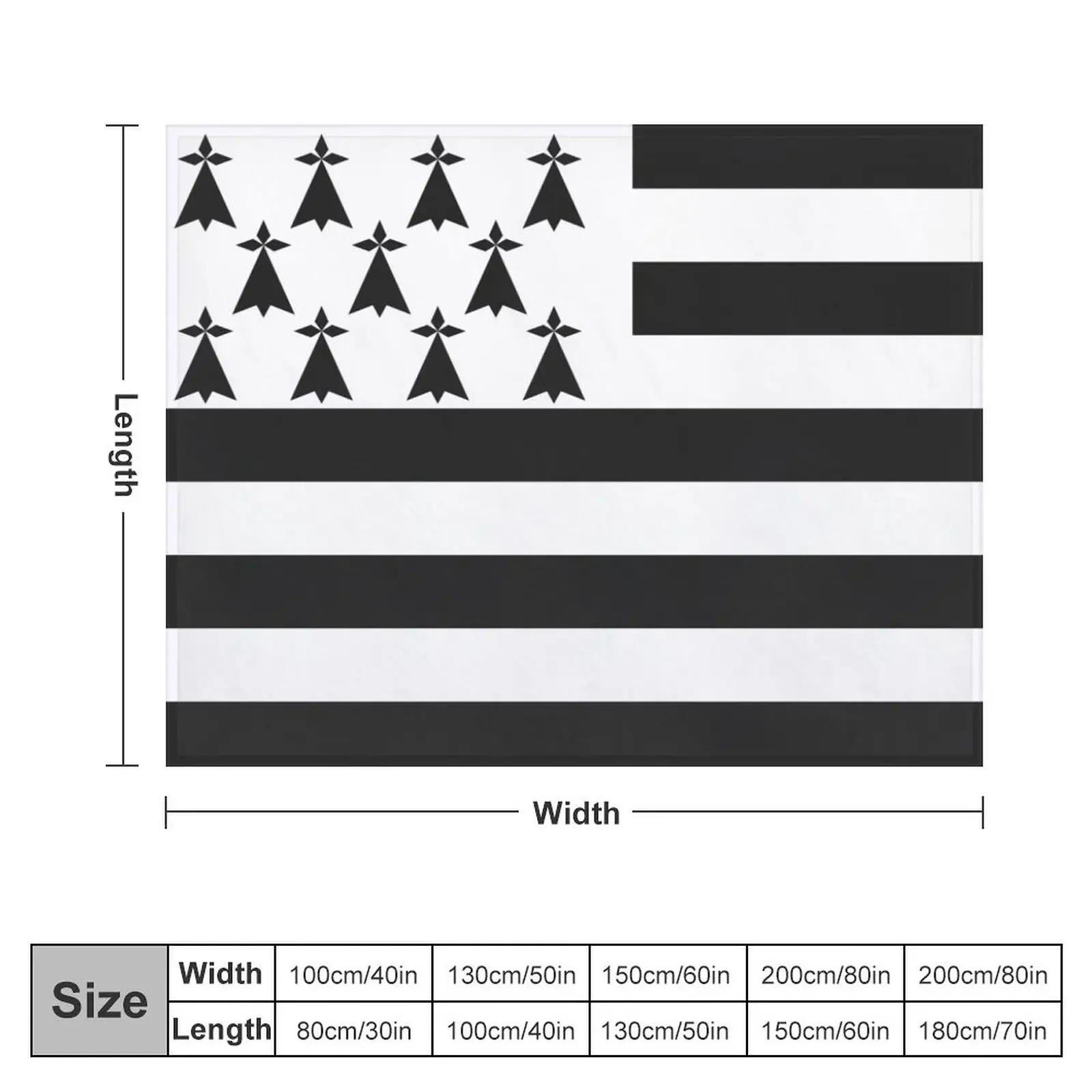 Флаг Бретани флаг гвенн-ха-Ду Эрмин черно-белый HD Высокое качество в
