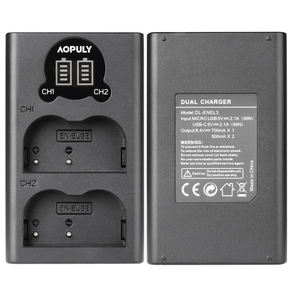Зарядное устройство AOPULY EN-EL3e ENEL3e EN EL3e USB LCD для цифровой камеры Nikon D70 D90 D80 D100 D200 D700 |