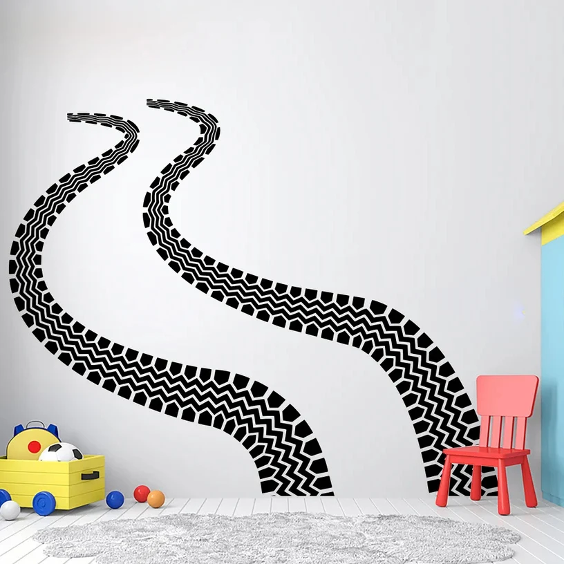 

Наклейки на стену с изображением колес, гоночная дорожка, гоночный автомобиль, флаг, наклейка на стену для дома, украшение для комнаты мальчика, виниловые художественные наклейки A584