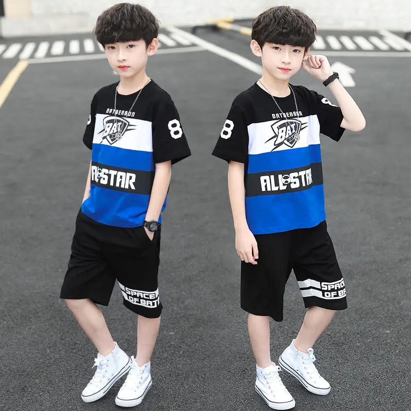

Boys 2023 Clothing Sets Summer Casual Outfit T-shirt + Pant Boys Clothes Children Clothing Suit Kids Tracksuit 6 8 9 10 12 Year