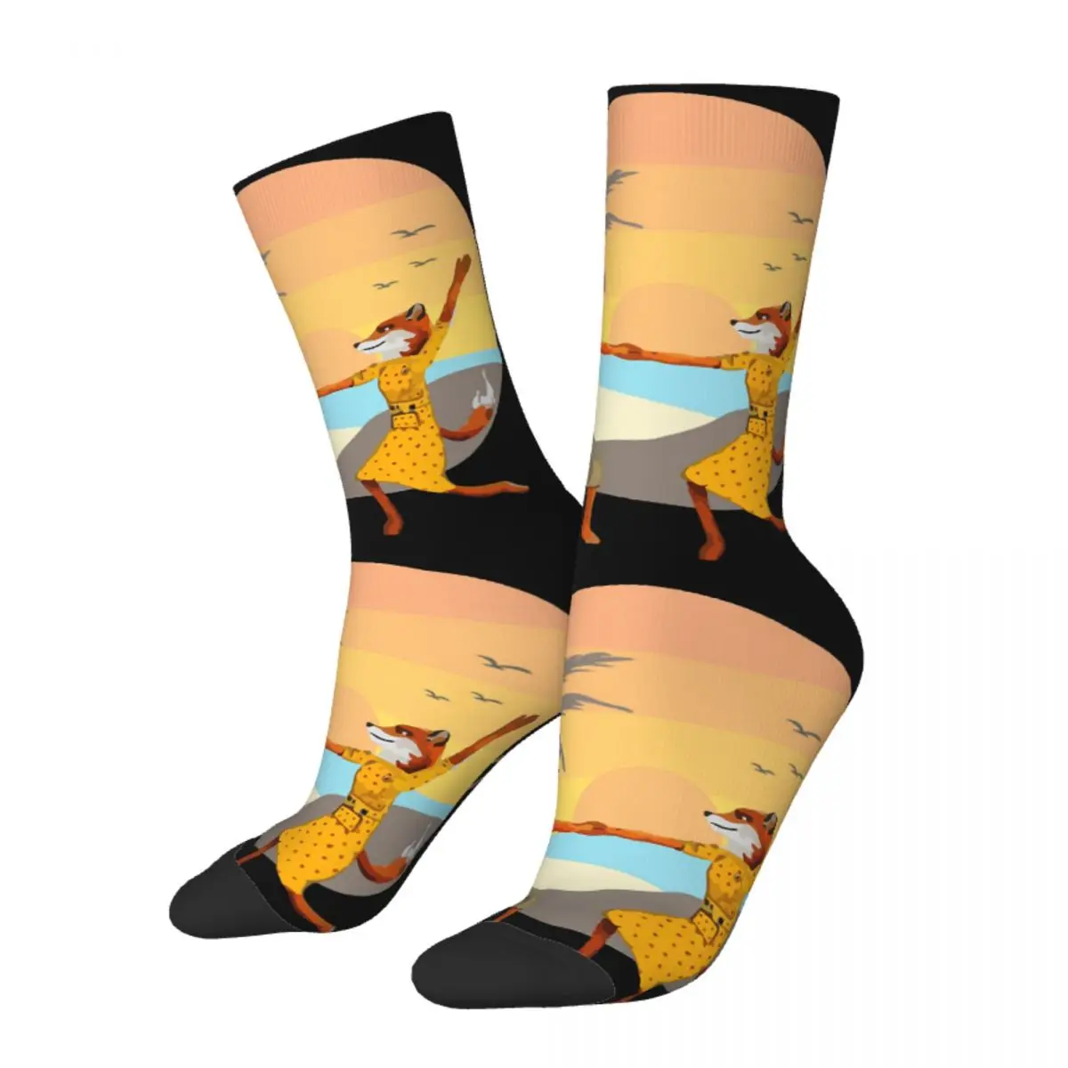 

Funny Crazy Sock for Men Valentine's Day Hip Hop Vintage Fantastic Mr Fox Happy Seamless Pattern Printed Boys Crew Sock Gift