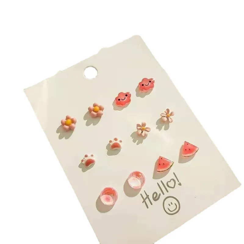 

Andralyn No Need To Take Off Non-fading Silver Needle Ceramic Ear Studs Set Mixed Batch Art Fresh Simple Student Earrings