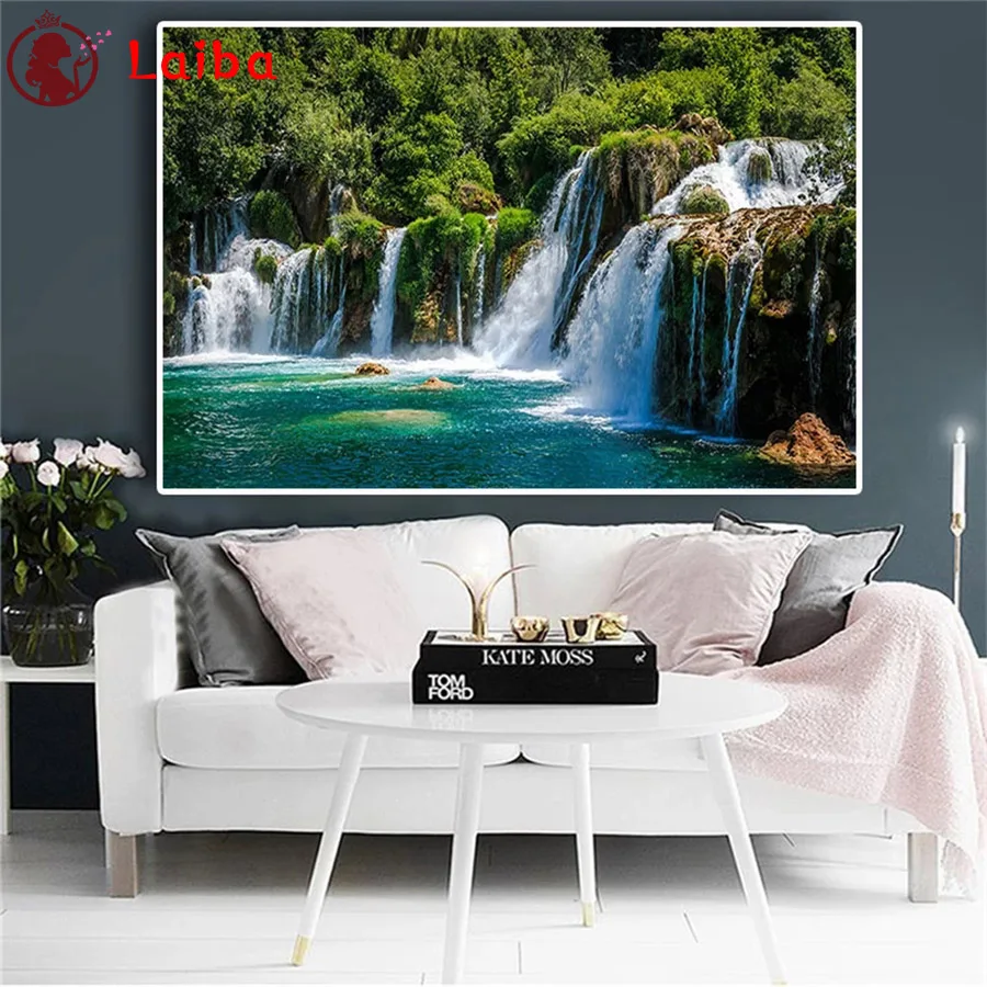 

Diamond Painting Natural Scenery Waterfall Cross Stitch Diamond Mosaic Picture Rhinestone Embroidery crystal Beaded Handicraft