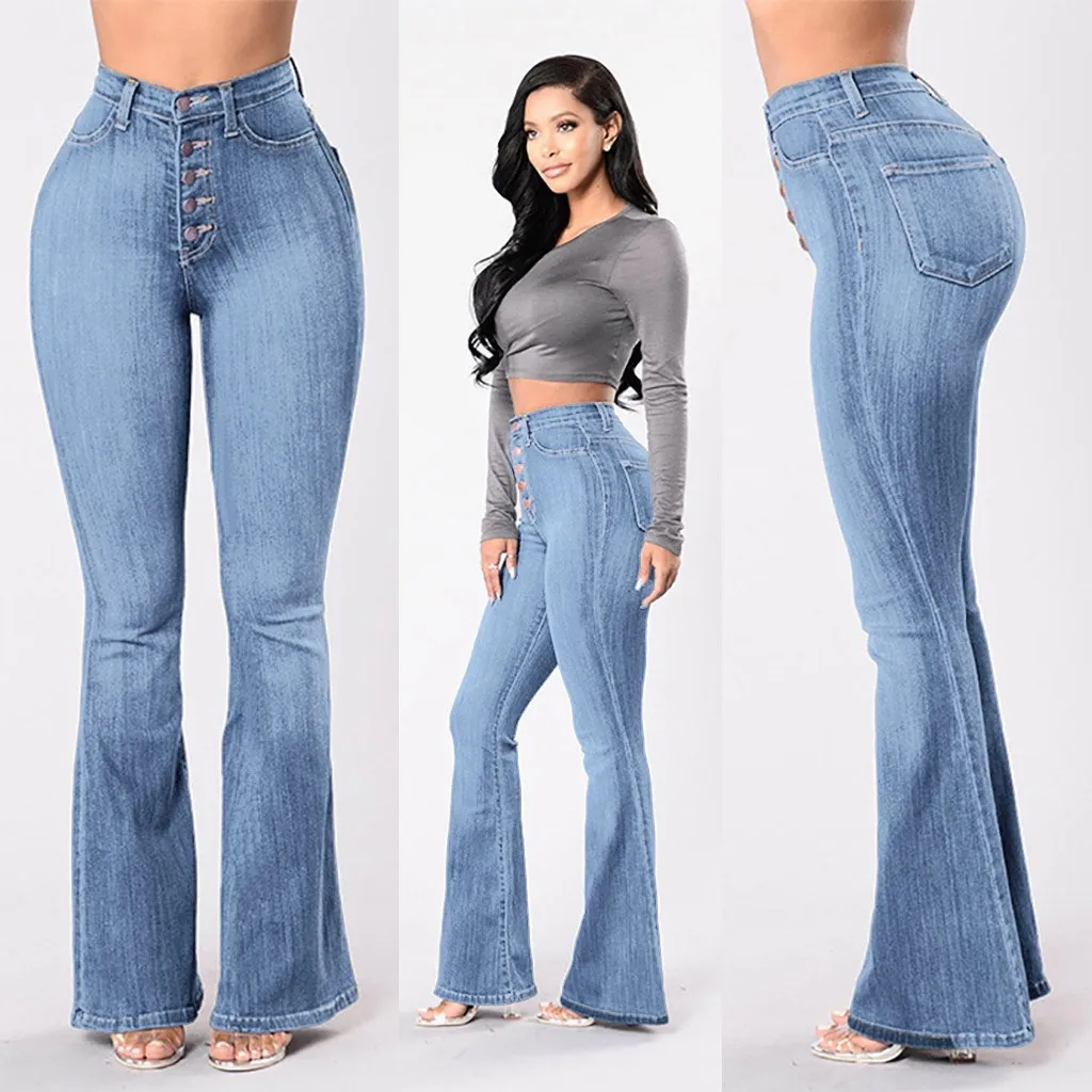 

Женские эластичные джинсы стрейч, осенние свободные брюки из денима с карманами, повседневные длинные эластичные брюки