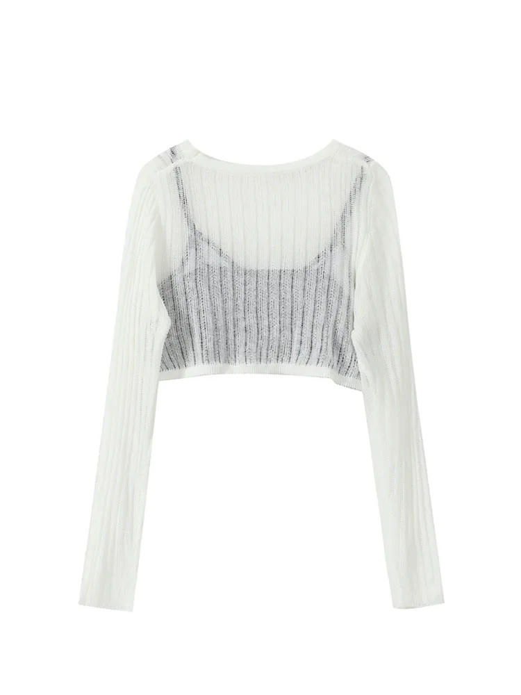 Женская футболка с длинным рукавом белая ажурная на бретелях леопардовым