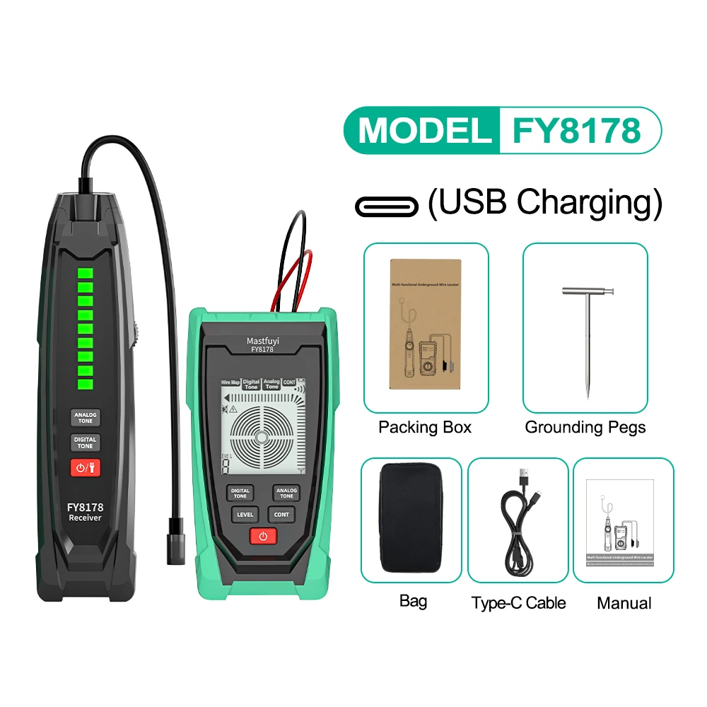 

Профессиональный детектор подземных линий и настенных проводов MASTFUYI, усовершенствованный кабельный трекер, локатор металлических труб, инструменты для проверки проводов