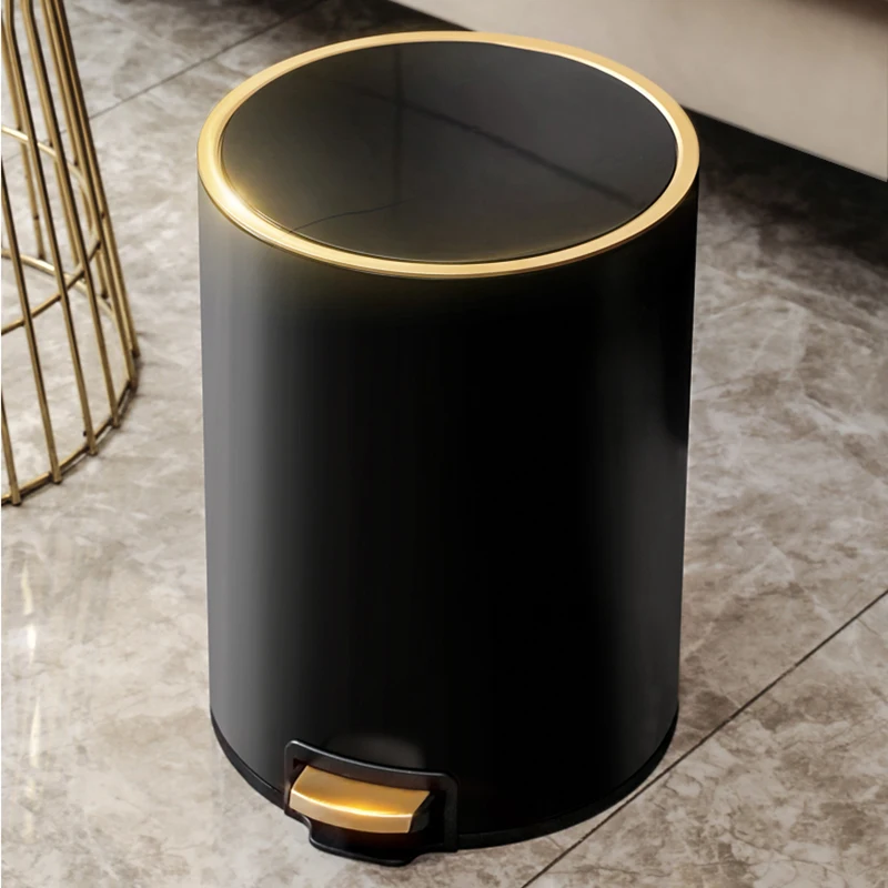 Modern Style Waterproof Trash Can Hotel Metal Original Living Room Trash Can Office Toilette Cover Poubelle Household Items